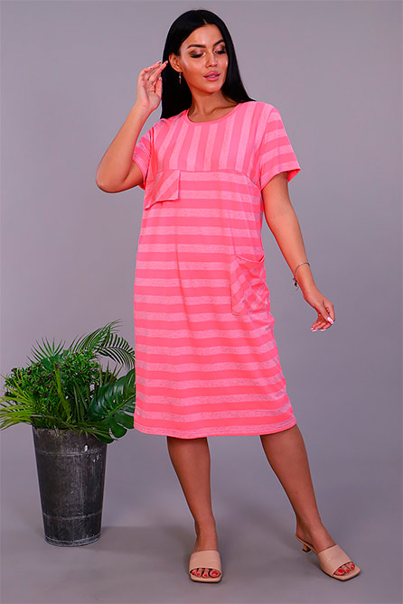 Платье 57022. Цвет розовый. Вид 1. Размер 48-56