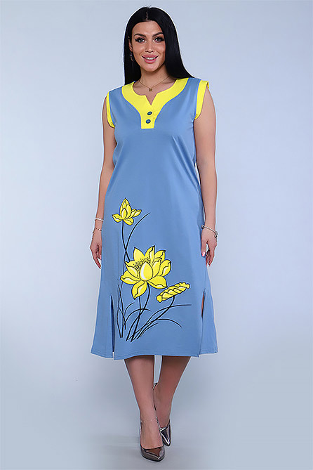 Платье 71063. Цвет голубой. Вид 2. Размер 46-62