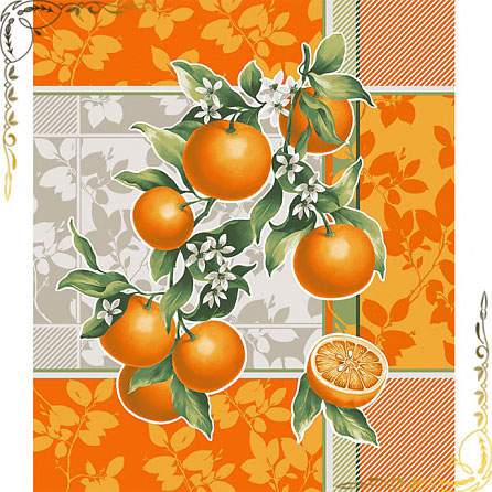  Полотенце вафельное "Апельсиновый сад" 50Х60. Материал хлопок. Цвет св.оранж. 