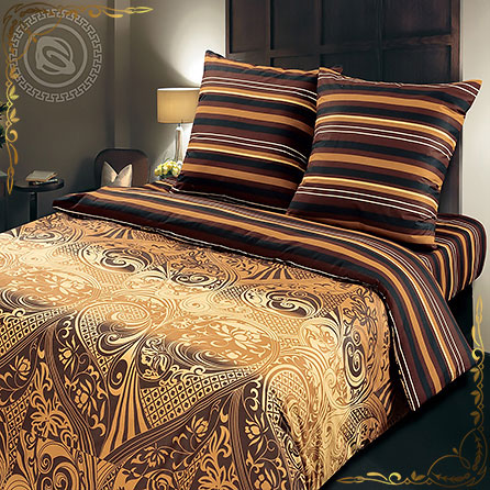 Комплект постельного белья Арабика на резинке. Материал поплин. Цвет коричневый. Размер 1,5 Спальный