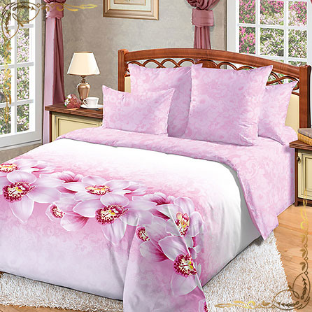 Комплект постельного белья Аромат орхидей. Материал перкаль. Цвет розовый. Размер 1\,5 Спальный