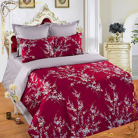 Комплект постельного белья Гранат ПМ. Материал сатин. Цвет красный. Размер 1,5 Спальный