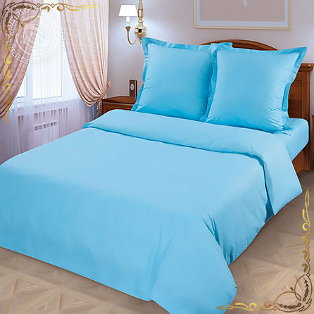 Комплект постельного белья Лагуна на резинке. Материал поплин. Цвет голубой. Размер 1,5 Спальный