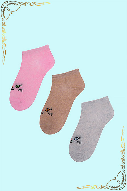 Носки Милашка детские. Цвет коричн+серый+роз. Вид 1. Размер 11-23
