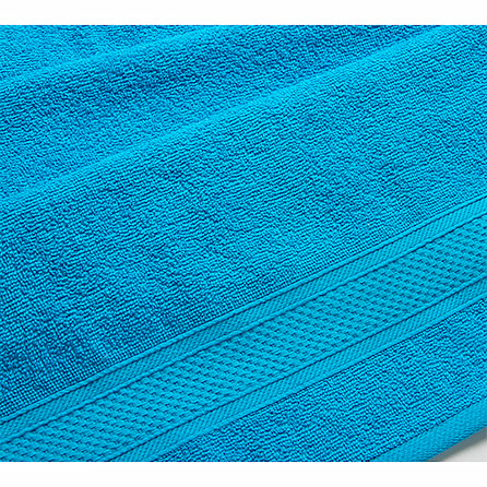  Махровое полотенце с бордюром. Материал махра. Цвет голубое. 