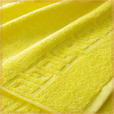  Махровое полотенце с бордюром. Материал махра. Цвет ярко-желтое . 