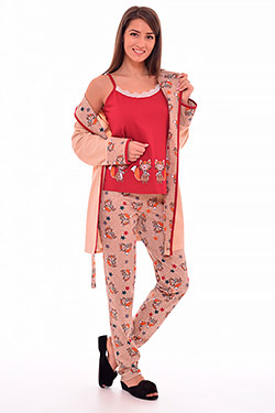 Комплект женский с махровым халатом 3-167