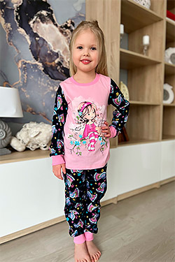 Пижама на девочку трикотажная с рисунком 5102