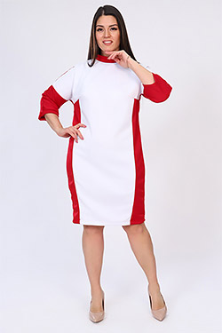 Платье 52235. Цвет красно белый. Вид 3. Размер 46-58