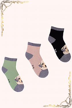 Носки Лабрадор детские плюш. Цвет зел+беж+черн+собака. Вид 1. Размер 15-19