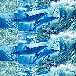 Вафельное полотенце Дельфинарий 40х47 синее
