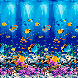 Вафельное полотенце Подводный мир 47х70 синее