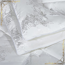 Одеяло смесовая ткань жаккардового переплетения Эвкалипт пл.300гр/м белое. Вид вблизи 1.