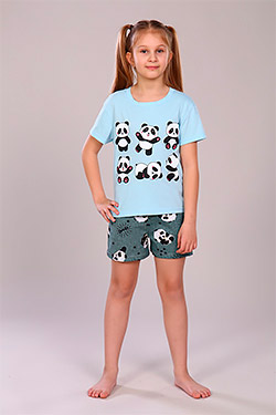 Пижама на девочку трикотажная с шортами Двойняшки