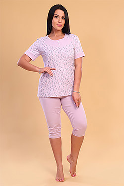 Пижама трикотажная с бриджами Тулуза. Цвет лиловый. Вид 2. Размер 48-60