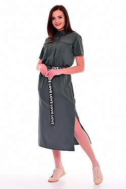Платье стильное на клепках с поясом 1-65
