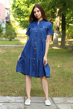 Платье 38015. Цвет синий. Вид 1. Размер 44-58
