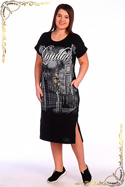 Платье Альбион. Цвет черный+лондон. Вид 1. Размер 48-66
