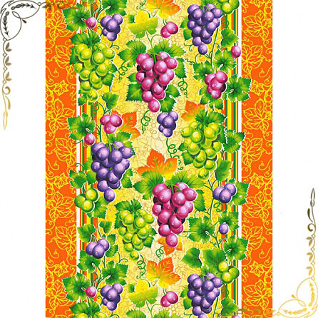  Полотенце вафельное "Виноград" 50Х70. Материал хлопок. Цвет оранж+зел+виноград. 