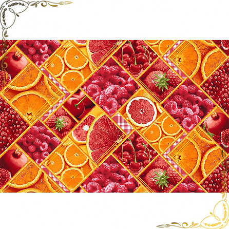  Полотенце вафельное "Яркий вкус" 100Х150. Материал хлопок. Цвет малина+апельсины. 