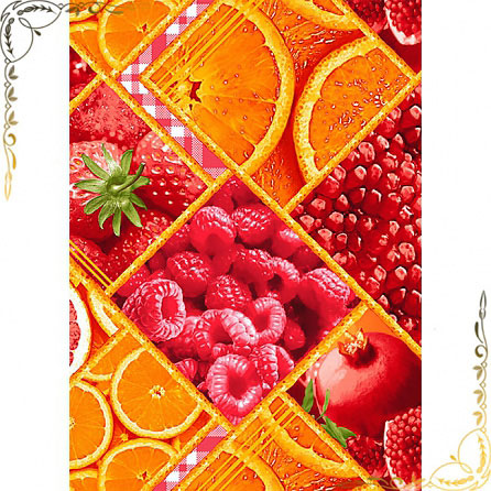  Полотенце вафельное "Яркий вкус" 50Х70. Материал хлопок. Цвет апельсины+малин. 